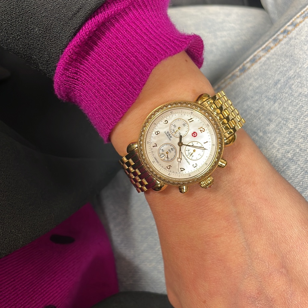 Michele Csx Diamond Chronograph Gold Tone Watch